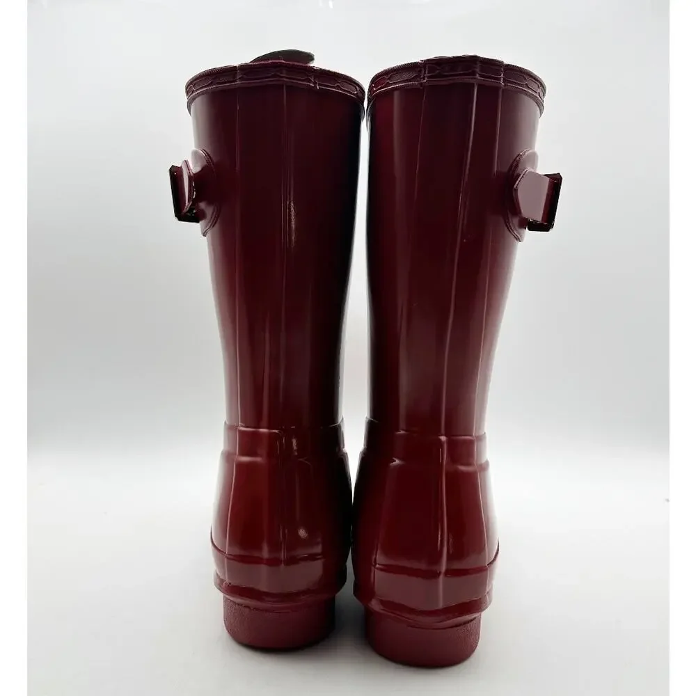 Hunter Womens Original Short Gloss Boots US Size 6 EU 37 Military Red NIB